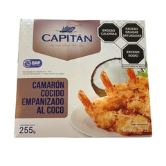 Camarón Capitán cocido empanizado al coco 255 grm